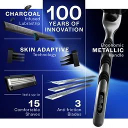 Gillette Men Mach3 Charcoal Shaving Razor with New Enhanced Lubrastrip image 5