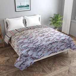 Trance home Linen Grey Peach 210 GSM Pure Cotton Reversible Double Bed Size Dohar-image-54