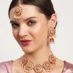 Anouk Gold-Plated Kundan-Studded & Beaded Jewellery Set With Maang Tikka-72
