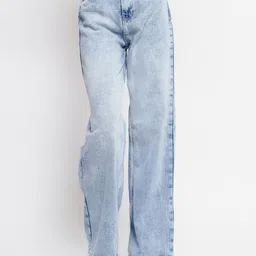 FREAKINS Women Straight Fit High-Rise Clean Look Heavy Fade Pure Cotton Jeans-58