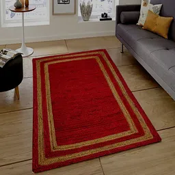 MRIC Red & Beige Traditional Braided Rectangular Jute Carpet-1