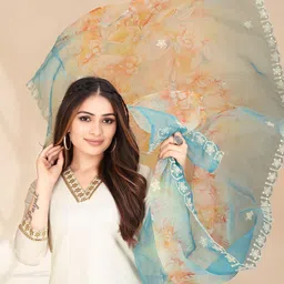 Anouk White Zardozi Embroidered V-Neck Kurta with Trousers & Dupatta-picture-15