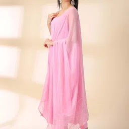 DIVINATION Women Shoulder Strap Empire Kurta with Trousers & With Dupatta image 5