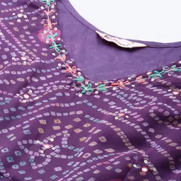 Bahe Kurtiz Bandhani Printed Sequinned Chiffon Anarkali Kurta With Trousers & Dupatta image 4