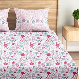 Jaipur Weaves Pink & White Floral Printed 240 TC Cotton King Bedsheet Set 2.74 m x 2.74 m-image-112