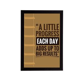 eCraftIndia Brown & White "A Little Progress Each Day Adds Up To Big Results" Quote Matt Texture UV Art Painting image 4