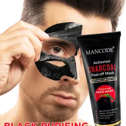 MANCODE Set Of 2 Activated Charcoal Face Wash & Peel-Off Mask Combo - 100 ml Each image 2