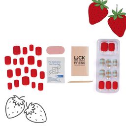 LICK Pack Of 12 Red Matte Artificial Acrylic Press On Nails With Application Kit image 3