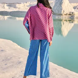 Dash and Dot Geometric Printed V-Neck Top With Trouser image 2