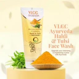 VLCC Set of 4 Deep Pore Cleansing & Brightening Haldi & Tulsi Face Wash - 100 ml each image 4