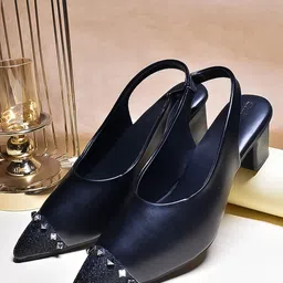 SHRIVAS BY ARCHITA MEHTA Embellished Round Toe Block Heeled Pumps-55