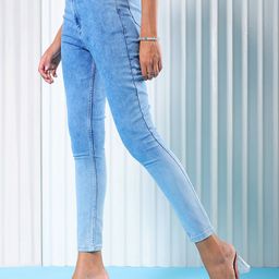 Freehand by The Indian Garage Co Women Blue High-Rise Light Fade Super Skinny Fit Cropped Stretchable Jeans-image-34