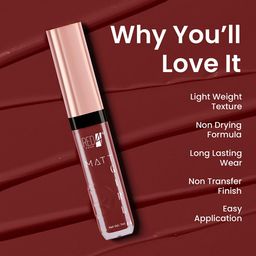 RED 4 Matt Girl Long Lasting Matte Liquid Lipstick - 7 ml - Shade 123 image 3