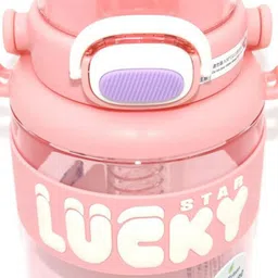 YK Pink Typography Printed Water Bottle With Sipper & Handle - 1.1 L image 2