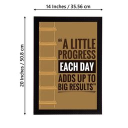 eCraftIndia Brown & White "A Little Progress Each Day Adds Up To Big Results" Quote Matt Texture UV Art Painting image 2