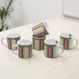 laghima jadon Multicoloured Printed Ceramic Glossy Cups Set of 6 Cups and Mugs image 3