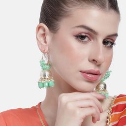 Peora Women Gold-Plated Beaded Dome Shaped Jhumkas Earrings-19