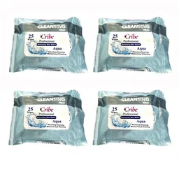 CRIBE Set Of 4 Aqua Wet Cleansing Wipes With Vitamin C - 25 Wipes Each-48