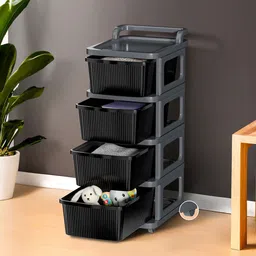 RUBOXA Grey & Black 4-Layer Modular Storage Drawer Organiser image 4