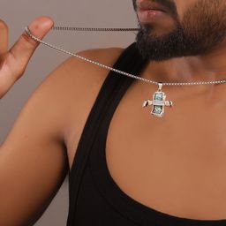 Roadster Men Silver-Plated Stone-Studded Pendant With Chain-image-33