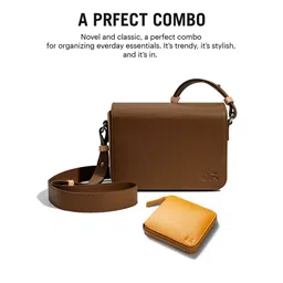 DailyObjects Textured Leather Structured Sling Bag with Zip Wallet image 4