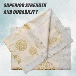 Kuber Industries Cream-Coloured & Beige Self-Design 6-Seater Rectangular Table Cover image 4