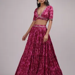 Breathe by Aakanksha Singh Printed Made to Measure Lehenga & Blouse With Dupatta image 5