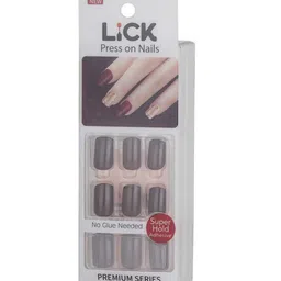 LICK 12 Pieces Square Shape Acrylic Reusable Press On Nails With Application Kit - Maroon image 2