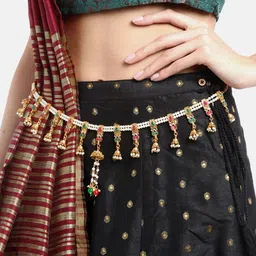 JEWELS GEHNA Off-White & Magenta Gold-Plated Kundan-Studded & Beaded Kamarbandh-37