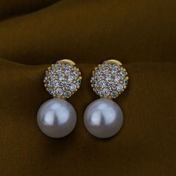 Carlton London 18kt Gold Plated with CZ Drop Earrings-11