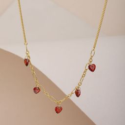Carlton London Gold-Plated Red CZ Studded Handcrafted Chain-27