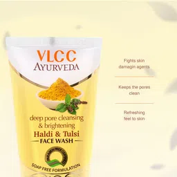VLCC Set of 3 Deep Pore Cleansing & Brightening Haldi & Tulsi Face Wash - 100 ml Each image 3