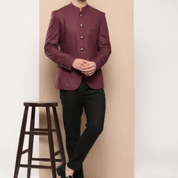 INVICTUS Geometric Self Design Slim Fit Smart Casual Blazer-picture-17