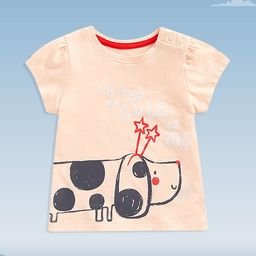 mothercare  Infant Girls Peach-Coloured & Black Print Cotton Top-42