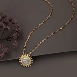 Carlton London 18Kt Gold Plated Sunburst Pendant with Chain-image-34