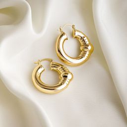 Rubans Voguish 
18k Gold-Plated Oval Stainless Steel Tarnish Free Waterproof Earrings-22