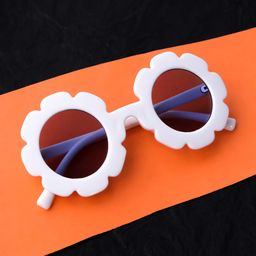 Spiky Unisex Kids Blue Lens & White Round Sunglasses with UV Protected Lens CTK167_WHT_ICM-52