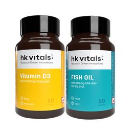 HK VITALS Vitamin D3 Capsules & Fish Oil 1000mg Capsules - 60 Capsules Each image 1