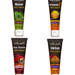 Phillauri Neem, Vitamin C, Kesar-Chandan & Ubtan Face Wash - 60ml Each image 1