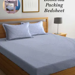 Arrabi Bookfold Grey Geometric Printed 300 TC King Bedsheet & Pillow Covers-image-52