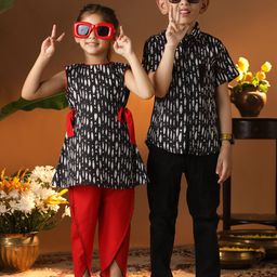 VASTRAMAY Girls Conversational Printed Pure Cotton Straight Kurta with Dhoti Pants-picture-39