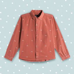 M&H Juniors Boys Coral Pink Printed Pure Cotton Casual Shirt-image-93