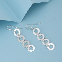 Carlton London Silver Toned Rhodium Plated Conteporary Drop Earring-image-81