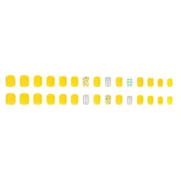 LICK 12 Pcs Yellow Matte Reusable False Press On Nails With Application Kit image 4