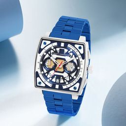 French Connection Men Skeleton Dial & Stainless Steel Straps Analogue Chronograph Watch FCT1UM-S-16