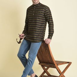 TABARD Mandarin Collar Striped Straight Regular Pure Cotton Kurta-image-90