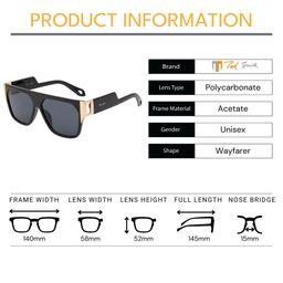 Ted Smith Unisex Wayfarer Sunglasses With UV Protected Lens TSF-ALPHA_C1 image 2