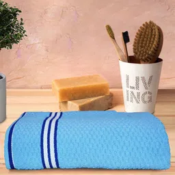 Athom Trendz Popcorn Blue Textured 300 GSM Pure Cotton Bath Towel-image-21