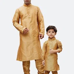 VASTRAMAY Boys Mandarin Collar Straight Kurta with Churidar-image-58