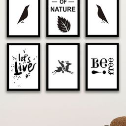 Art Street White and Black Set of 6 Printed Framed Wall Art-8